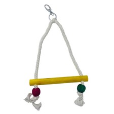 Triangle Rope and Yellow wood Perch Toy for Birds 10"