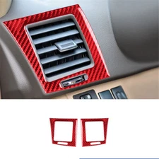 2Pcs Red Carbon Fiber Interior Side Air Vent Cover Trim For Toyota Highlander