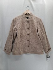 Nwt Requirements Linen Blend Jacket Beige Embroidered Button Up Size- L