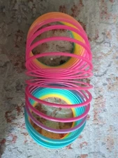 Rainbow Multi-Colored Large Big Jumbo Plastic Toy Slinky Huge Fidget Toy 5” Tall