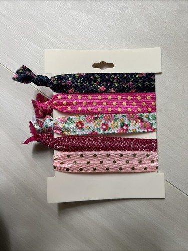 France Luxe L.Erickson Women Hair Band Color Ties Pink Glitter Ponytail 5 Set - Picture 3 of 5