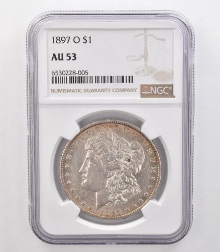 1897-O Morgan Silver Dollar AU53 NGC Peripheral Tone *0714