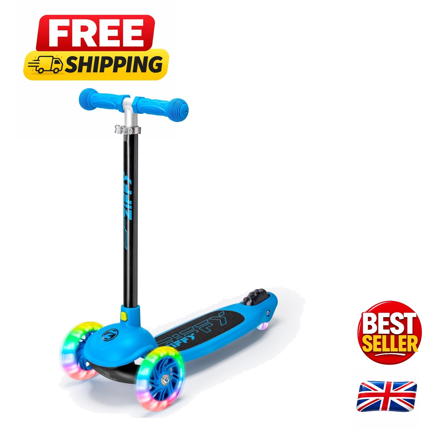 Lightweight 3-Wheel Kick Scooter for Kids with Ergonomic Grip and LED Wheels