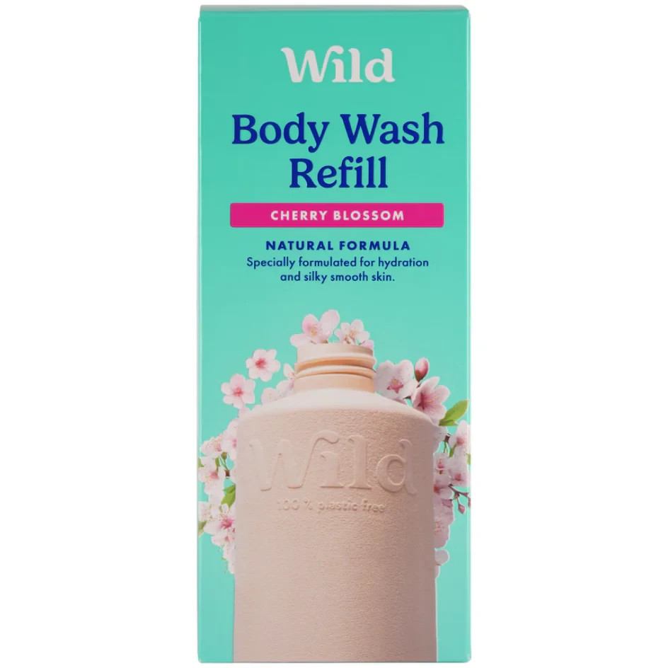 Wild Natural Refillable Body Wash CHERRY BLOSSOM, 300ml Refill, FREEPOST