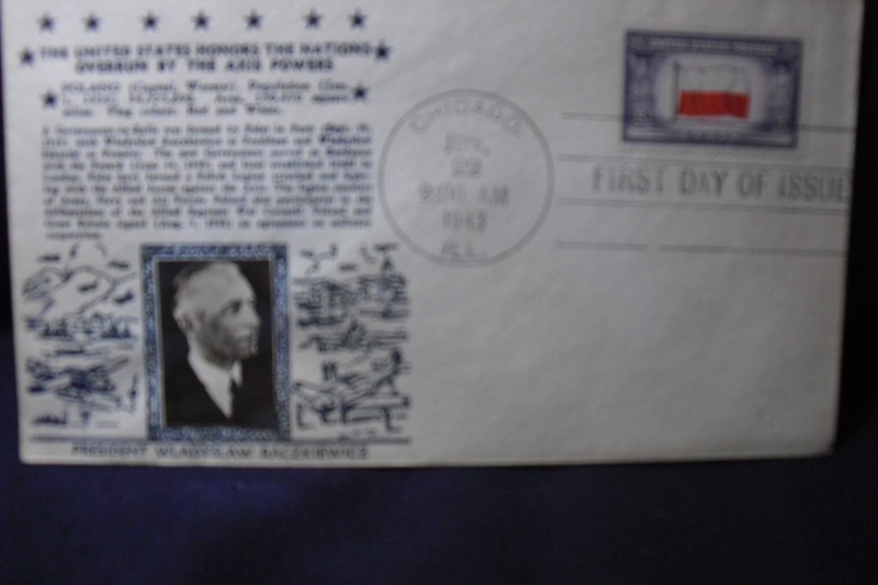 Sc # 909 Poland Overrun Nation (With Photo Snap Of President" 1943 FDC Chicago