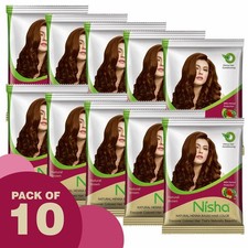Nisha natural brown henna-based hair color 15gm each pouch No ammonia Pack of 10