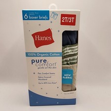 Hanes Toddler Boys Boxer Briefs 6pack 100 Organic Cotton New