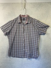 van Heusen Mens button-down short sleeve plaid shirt size XL 17-17.5