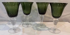 Hand-Blown Artland® China Iris Emerald Sage Green Bubble Goblets (4 pcs)