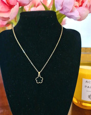 Gold and black flower clover design necklace pendant chain recycled