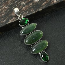 Nephrite Jade Green Quartz Gemstone Handmade Pendant Jewelry Gift 2.88