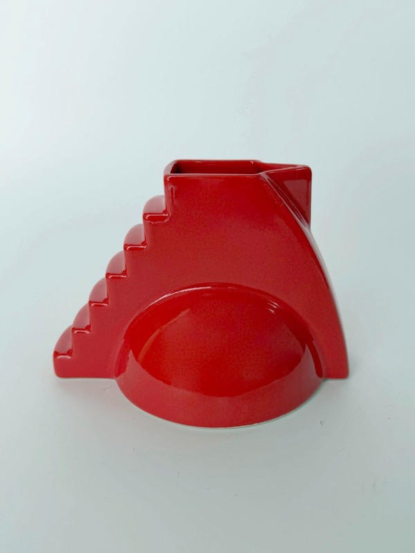 ⭕️ 70s Vintage Salins Studio France Red ceramic pitcher : mid century memphis