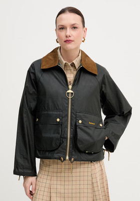 Barbour Marron leather & corduroy-trimmed Wax cotton Jacket MSRP$500 Brit CHIC