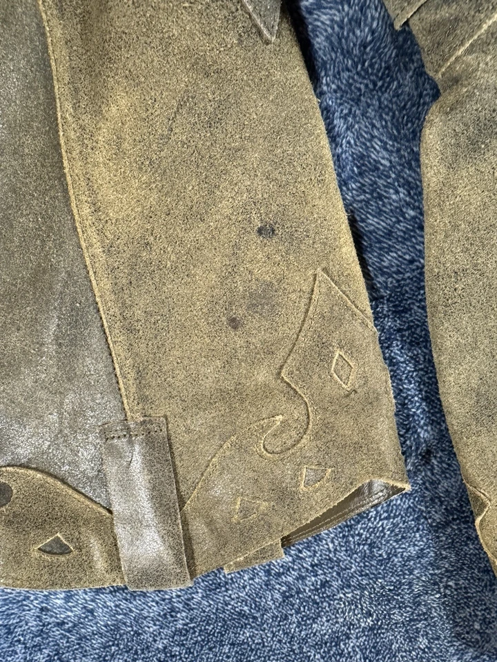 MIA Leather Western Boots Green Distressed Harness Western Biker Cowboy Sz 8.5 - Image 3 of 4