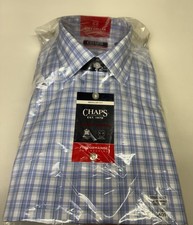 Chaps Performance Comfort Stretch Regular Fit Men 16-16.5 34/35 Plaid Longsleeve
