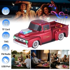 Retro Truck Dual 2" Bluetooth Speaker Bass FM Radio USB AUX TWS with LED Lights