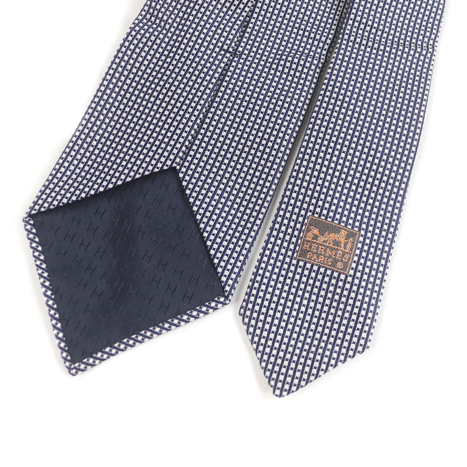 Pristine HERMES tie Regular Tie Bron Marine silk … - image 4