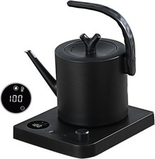 Gooseneck Kettle 1.0L, 1000W Stainless Steel, Black | Temperature setting, 360° 