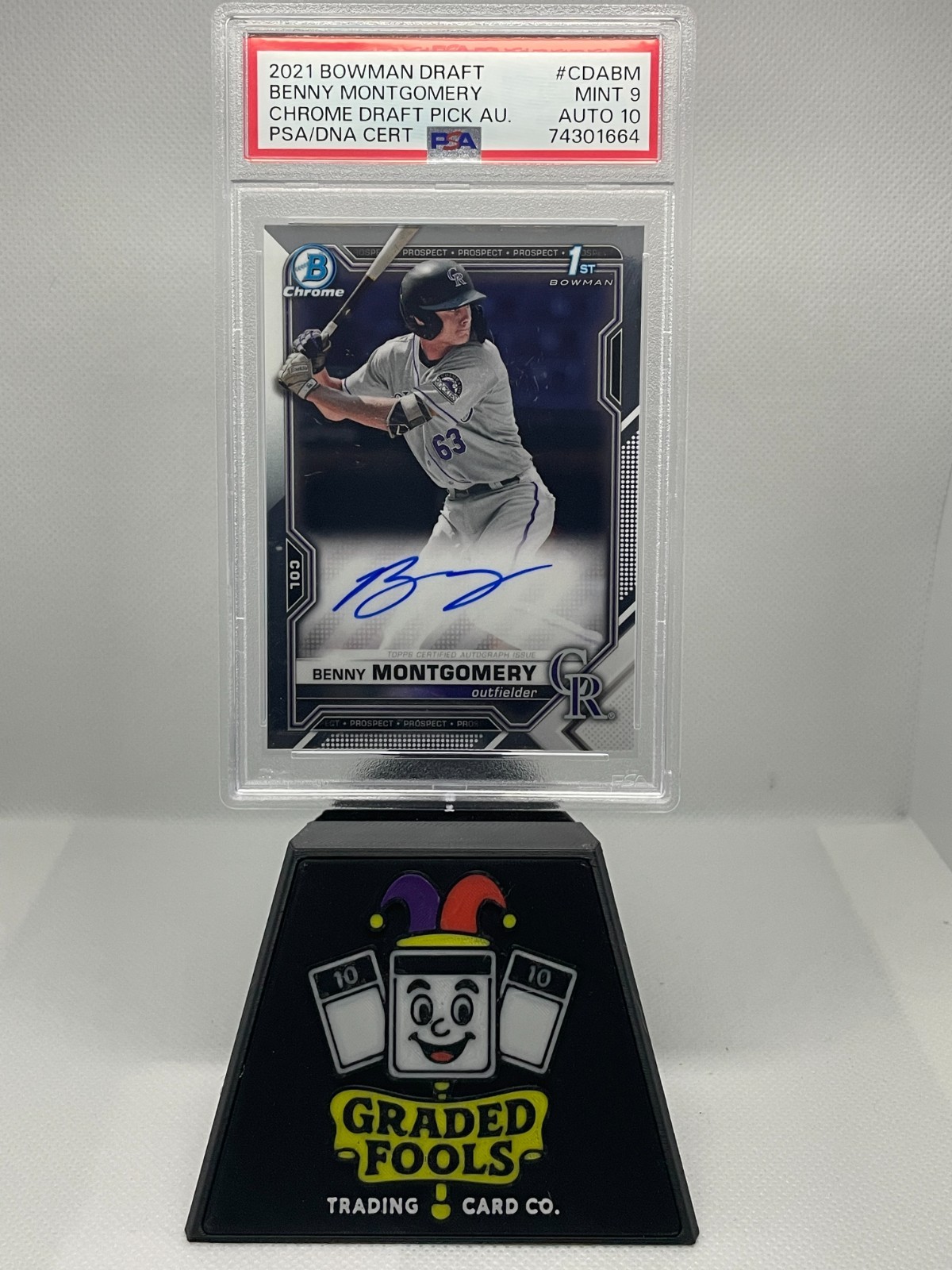 2021 Bowman Draft #CDA-BM - Benny Montgomery - Chrome DP Auto - PSA 9 AUTO 10