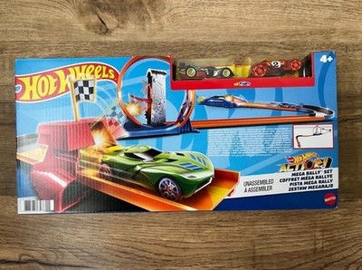 Hot Wheels Stunt Tracks Mega Rally Set Auto Bausatz + 2 Autos NEU  