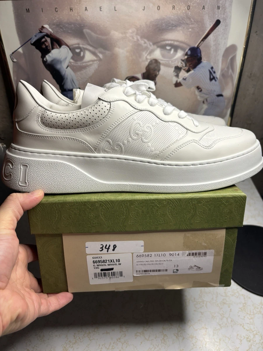 Gucci GG Embossed Sneaker White W for sale | eBay