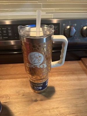 Bucees Yukon Outfitters Buc-ee s Rose Gold Cheetah 40oz Tumbler Handle Viral EUC