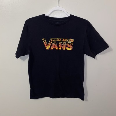 Vans off The Wall Flame Logo T Shirt XL Youth Black  