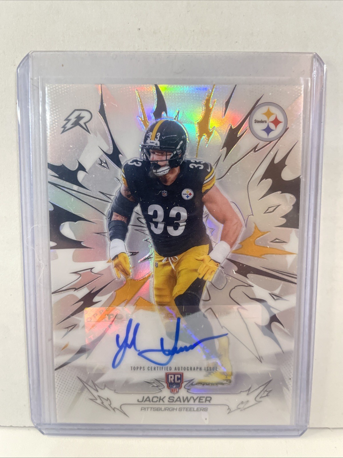 Topps Resurgence 2025 Football Jack Sawyer Rookie Auto Steelers #180 Refractor