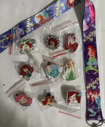 Disney Little Mermaid Ariel Pins with Mermaid Lanyard
