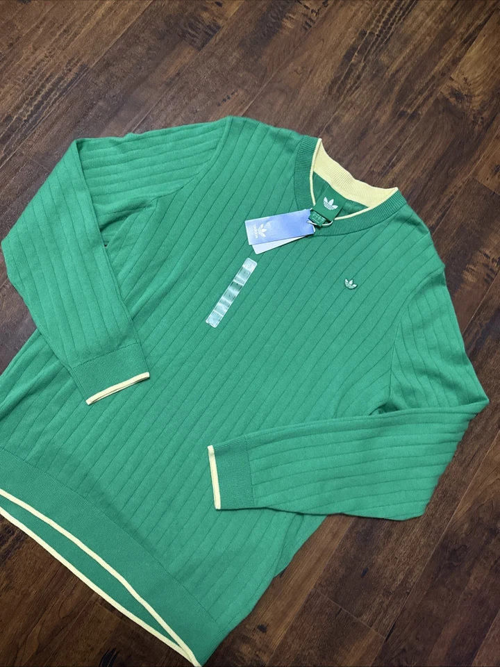 Nuevo con etiquetas Adidas Golf Originales Suéter Tejido Cachemira Trébol Verde Para Hombre L $180. F2 Foto 2 de 4