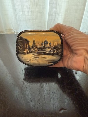 Fedoskino Russian Hand Painted Lacquer Box Signed By Artist