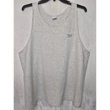 Vintage 90s Speedo USA Made Ribbed Muscle Tank Top Racerback Heather Gray Mens X