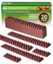 De-Bird Spike Strips for Gate & Fence - 20 ft, 20-Pack - Anti-Climb Plastic D...