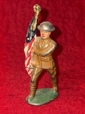Vintage 1930's Barclay Manoil Lead Toy Army Soldier Carrying U.S. Flag
