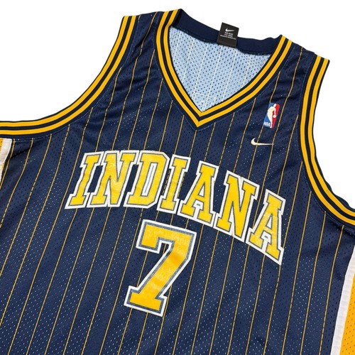 Nike Indiana Pacers Jermaine O'Neal 7 Jersey Mens XL Blue Pinstripe Vintage NBA - Image 1