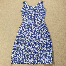 Vintage 1960s Shirt Dress Womens Size 6 UK Blue White Button 60s 70s Mini Mod