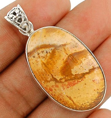 Natürlicher amerikanischer Bild Jaspis 925 Sterling Silber Anhänger