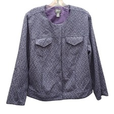 Chico's Tweed Textured Button Front Jacket Cotton Blend Purple Size 2 US Large