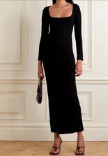 Skims Soft Lounge Long Sleeve Dress Onyx Size XS AP-DRS-1701