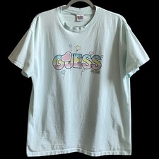 Vintage USA Guess Jeans Georges Marciano T-shirt Light Blue/Green Large