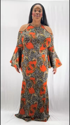 white christmas dresses The Nora Kaftan, Wide shoulder Ankara Dress, Plus Size Kaftan Dress, E – Li  Li's Creations main image 1