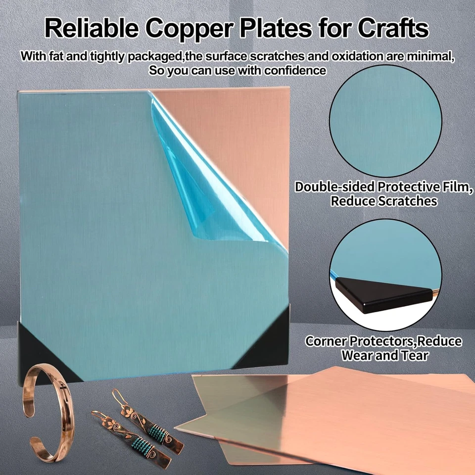 6-Pack 6" X 6" 99.9% Pure Copper Sheets, 24 Gauge, 0.5Mm Thickness Foto 3 de 4
