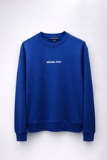 Michael Kors Men  s Marine Blue Crewneck Sweatshirt Size L Logo Pullover NWT