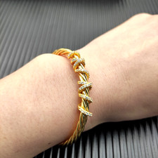 Gift/DavldYurman18Kgold RotatingCurvedRound Head Bracelet4mm