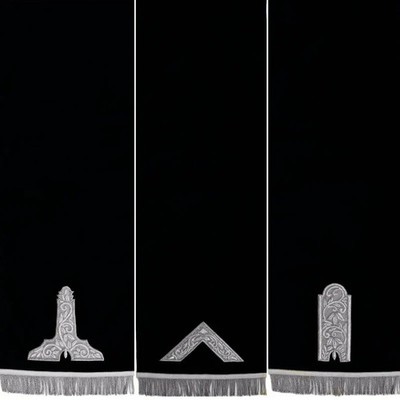 Officers Blue Lodge Pedestal Covers Black Velvet with Silver Bullion Embroidery