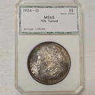 1904 Morgan Silver Dollar New Orleans $1 weak strike 75% Toned Uncirculated