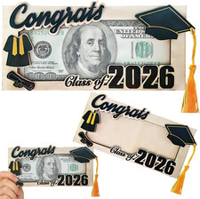 2 Pack Graduation Money Holder 2026 Gifts, Wooden Class of 2026 Personalized Gra