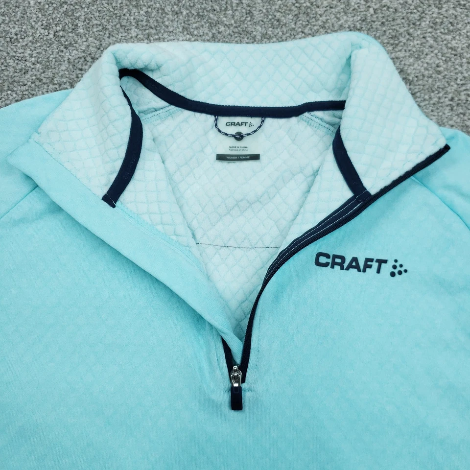 Craft 1/4 Zip Shirt Long Sleeve Light Blue Workout Running Thumbholes Womens M - Image 3 of 4