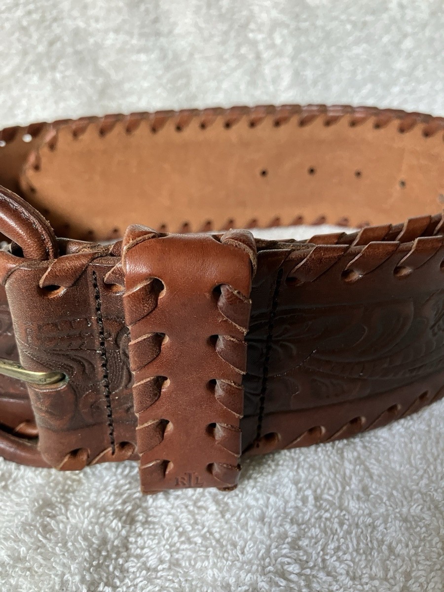 Vintage Lauren Ralph Lauren Brown Leather Western Studded Embossed Belt sz Large Ralph Lauren Concho Belt for sale - eBay main image 4