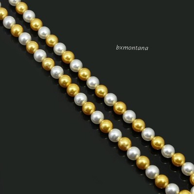 Natural South Sea ''Indonesia'' 8.00 MM Dark Tawny Gold & White Pearl Strand 15''